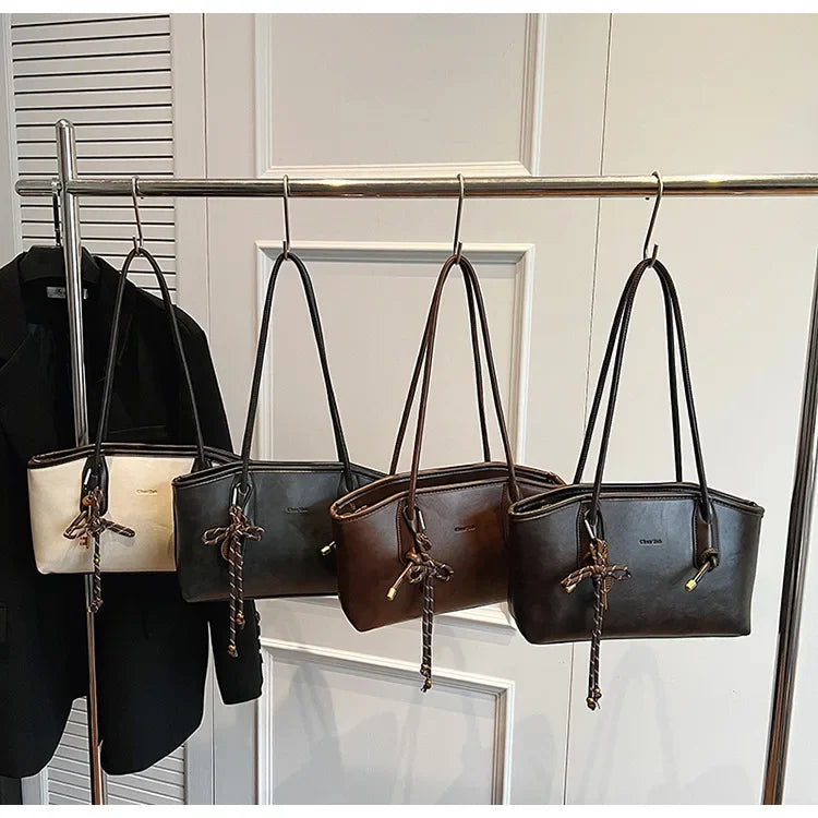 PU Leather Shoulder Bags For Women 2025 Winter Y2K Trend Female Crossbody Bag Lady Handbags And Purses Retro Tote Bag bolso