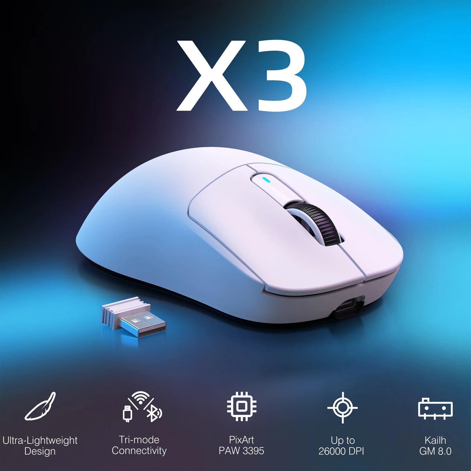 Attack Shark  X3Pro X3 Wireless Mouse Lightweight PAW3395 26000dpi