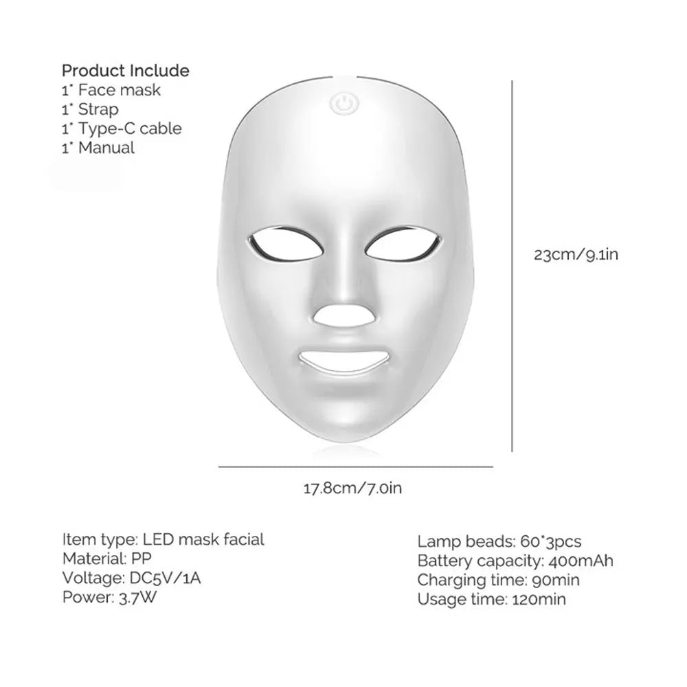 Wireless 7-Color LED Face Beauty Mask