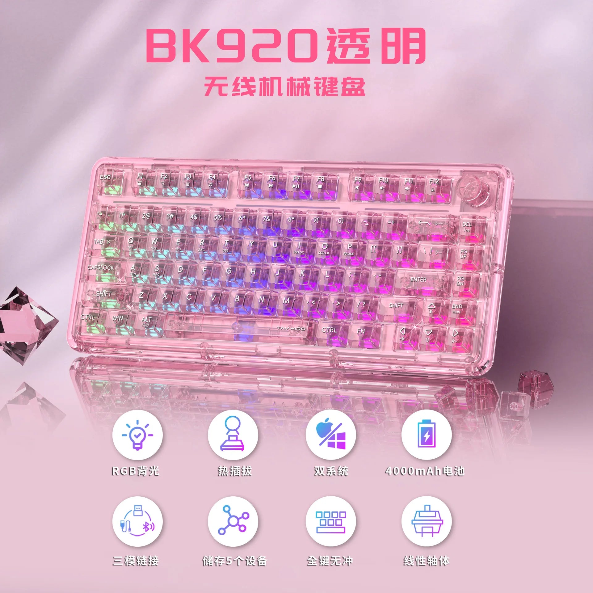 BK920 Tri-mode Wireless Bluetooth Mechanical Keyboard