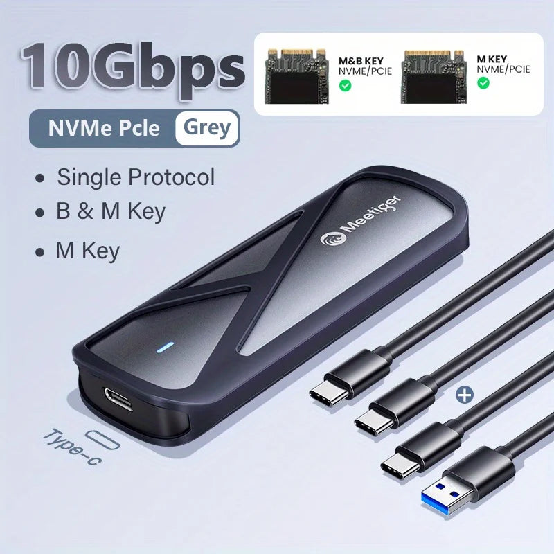 SUNKANDI M.2 NVME SATA SSD Enclosure Adapter, 10Gbps M.2 NVMe to USB Adapter/Reader Supports M and B&M Keys and Size 2280 SSDs