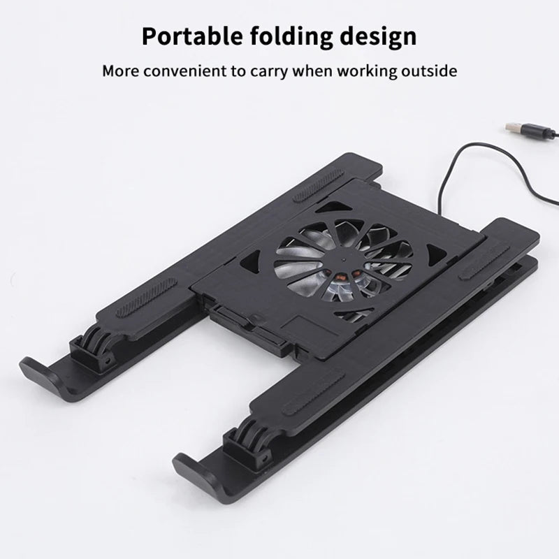 Foldable Laptop Cooling Stand Base Portable Notebook Cooler With Cooling Fan Pad Holder Radiator Bracket Heighten Rack