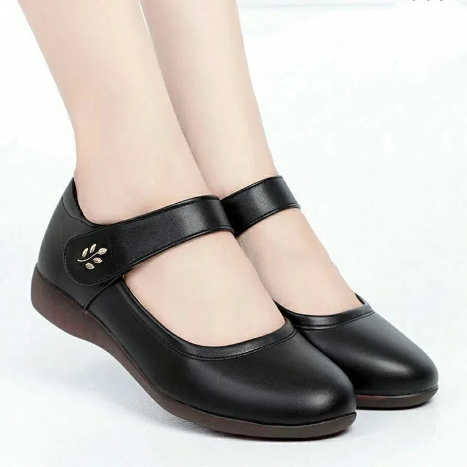Women's Casual Round Head Chunky Heel Buckle High Heels