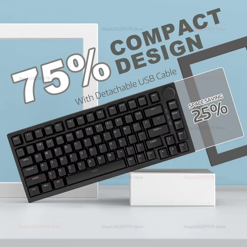 AK820 Wired Mechanical Gaming Keyboard 75 Compact Layout Full Keys RGB Backlit Hot Swappable for PC Laptop Esports Versatile