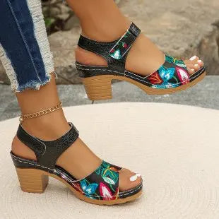 Ladies Shoes Fashion Summer Women's Sandals Outdoor Mixed Colors Open Toe Chunky Heels