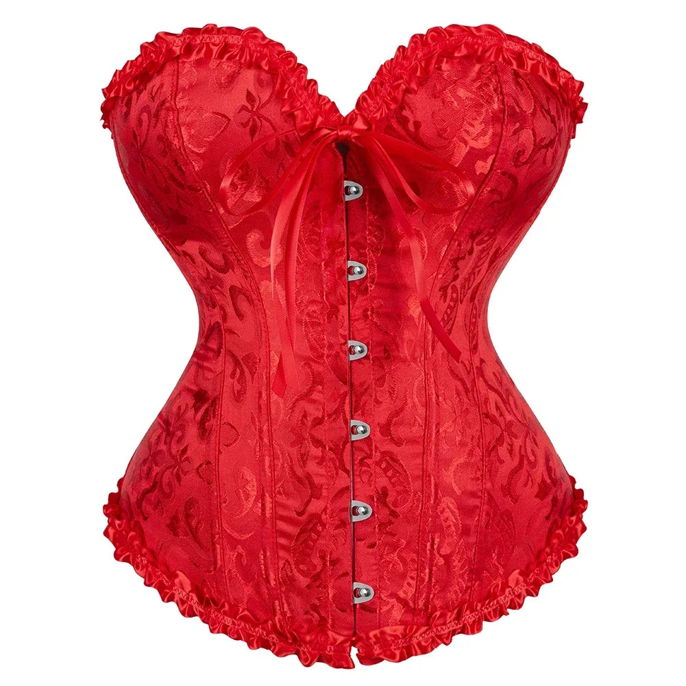 Victorian Gothic Fashion Jacquard Overbust Corset
