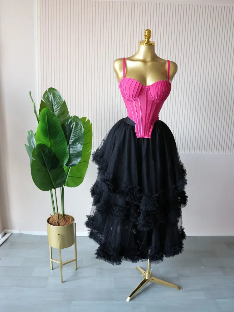 Women's Dress Set Sleeveless Strap Tops and Pleated Tiered Skirts Suit Elegant Vacation Birthday Two 2 Piece Set Outfits