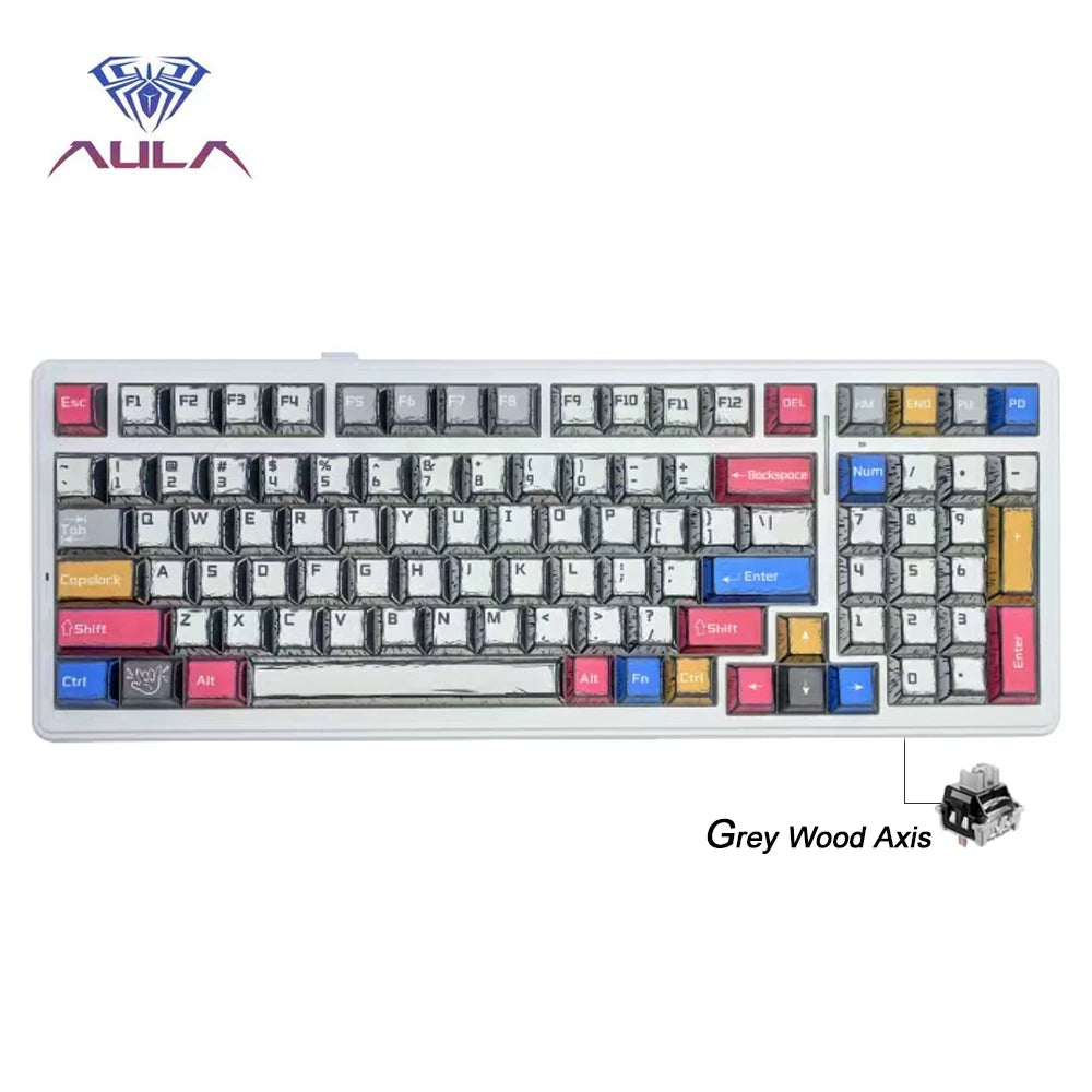 Aula F99 Gaming Mechanical Keyboard Three Mode 2.4g Wireless Bluetooth Wired Hot Swap PBT Gasket RGB For Games Typing 99 Keys