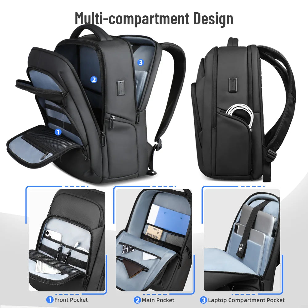 HK Multifunctional Business Backpack Men Large Capacity Travel Backpack Waterproof 17.3" Laptop Bag With USB Office Work Daypack