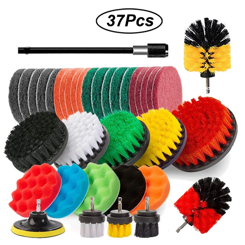 UNTIOR Electric Drill Brush Attachment Set Power Scrubber Brush Car Polisher Kitchen Bathroom Cleaning Tool Car Detailig Brushes