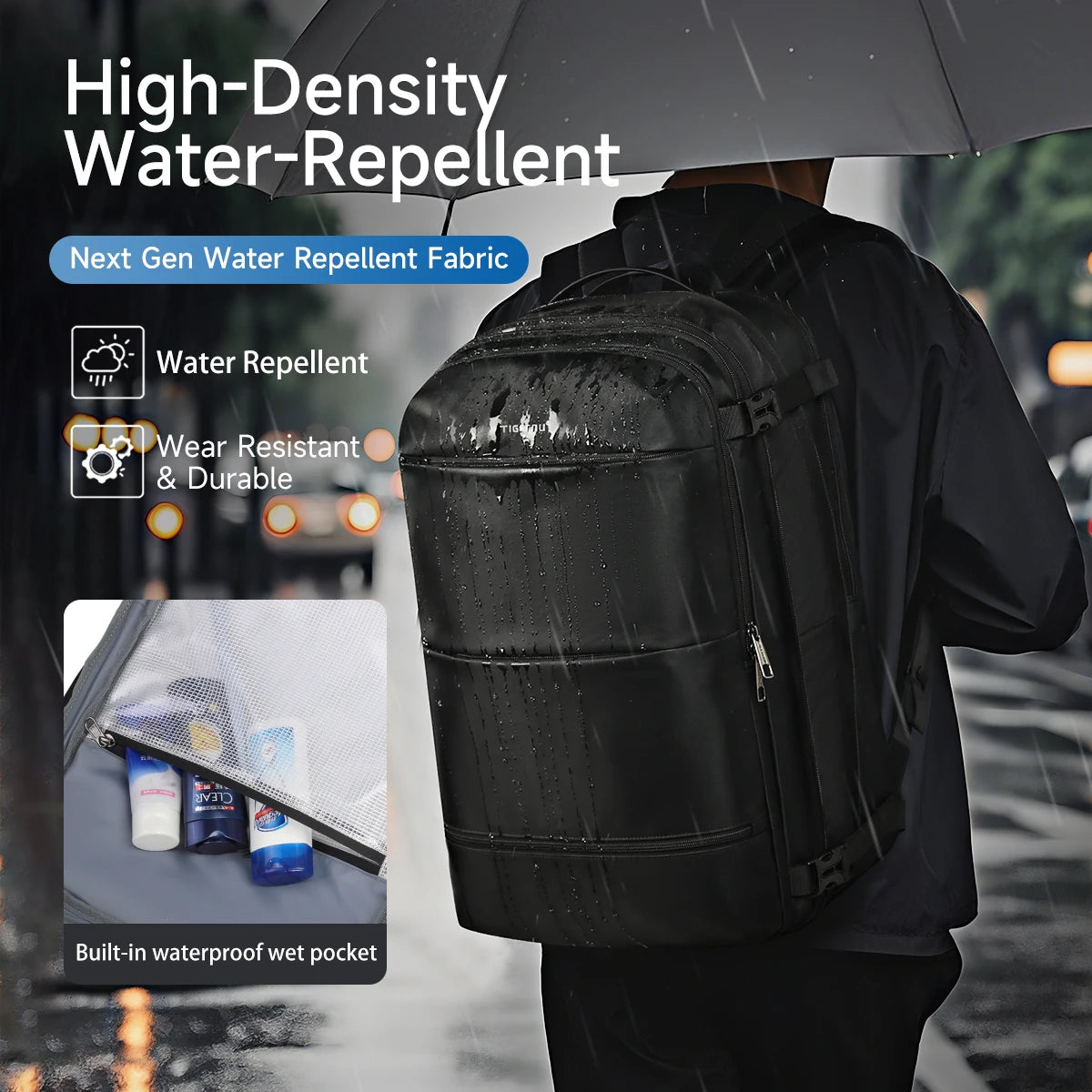 Tigernu Vacuum Compression Backpacks Men Travel Backpack Expandable USB Bag Large Capacity 17 Laptop Bags For Schoo Cabin Bags