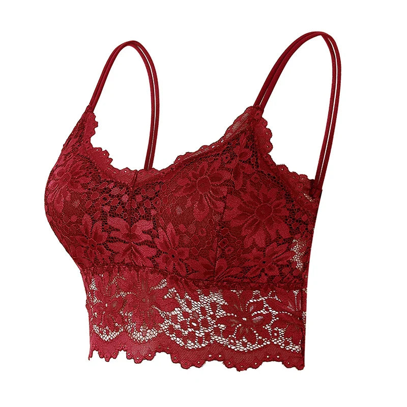 Lace Bras Top Comfortable Bralette Solid Color Vest Hollow Out Wireless