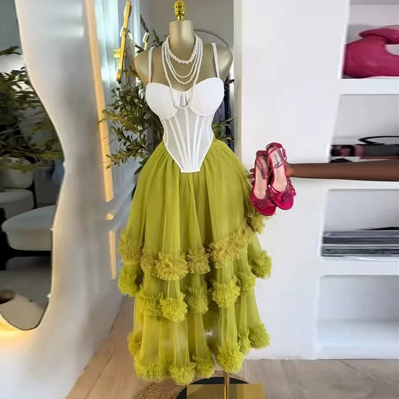 Women's Dress Set Sleeveless Strap Tops and Pleated Tiered Skirts Suit Elegant Vacation Birthday Two 2 Piece Set Outfits