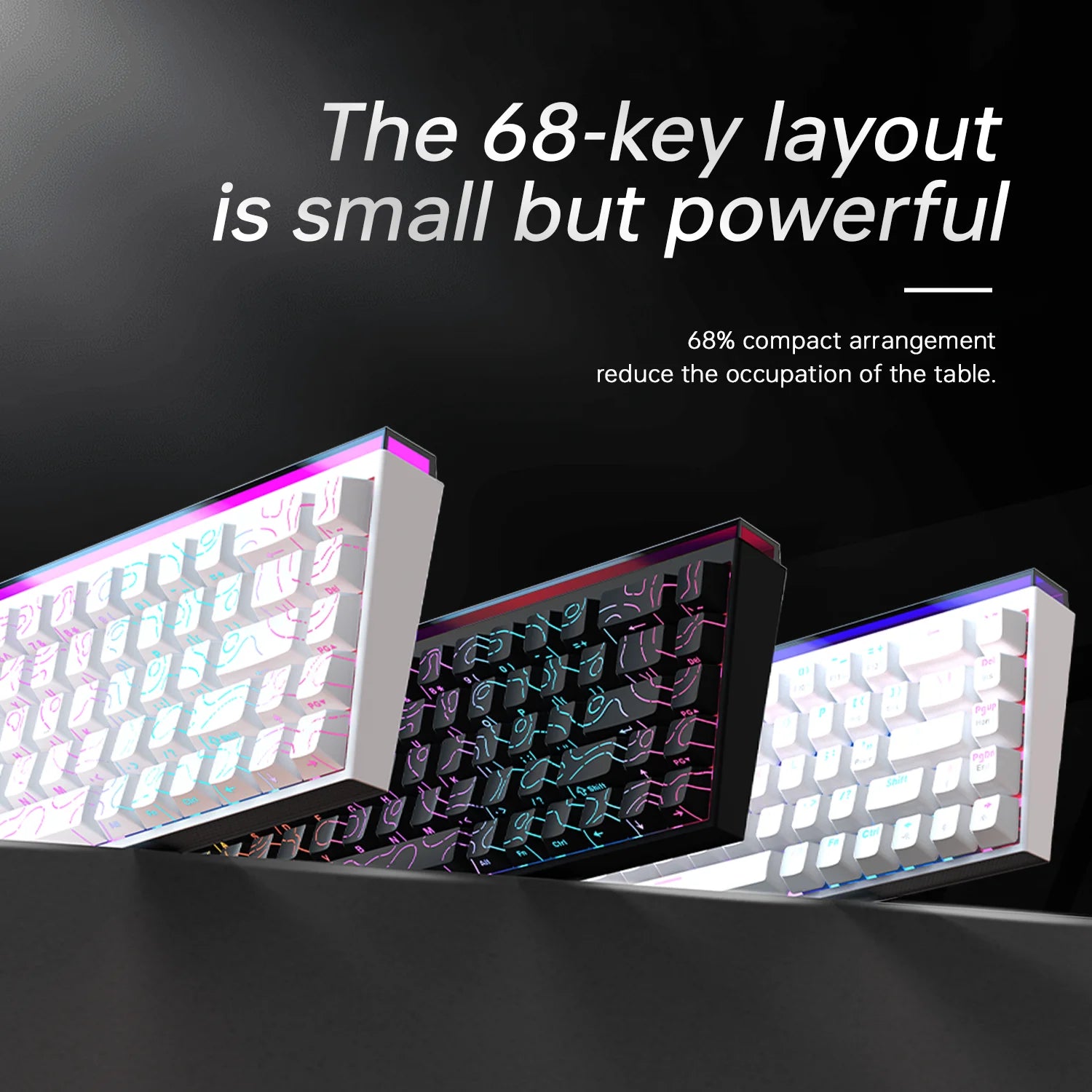 New Ajazz Nacodex Nk68 Mechanical Keyboard Terrain keycap Rgb Light Bar 68-Key Wired Gaming Office Wired Connect Keyboard