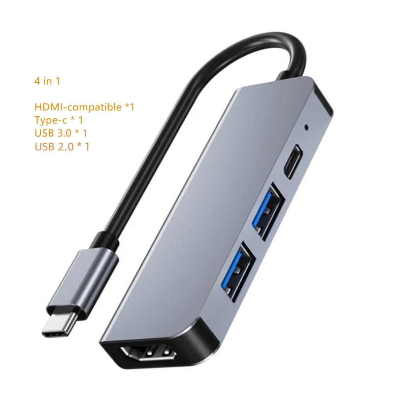 USB C Hub to 4K HDMI-Compatible SD TF Card Reader USB 3.0