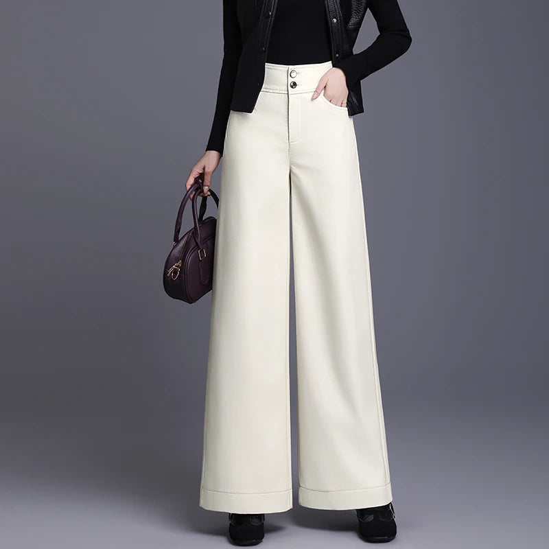 Zuvéra PU Leather Wide-Leg Pants