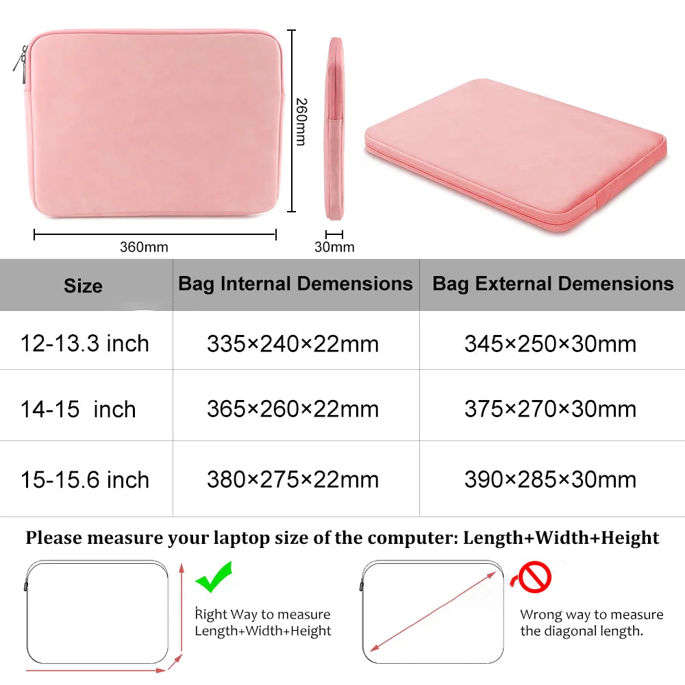 Laptop Sleeve Bag for Macbook Air Pro 13 13.3 14 15.4 15.6 Inch Notebook Pouch for Lenovo Asus HP Dell Portable Bag Cover