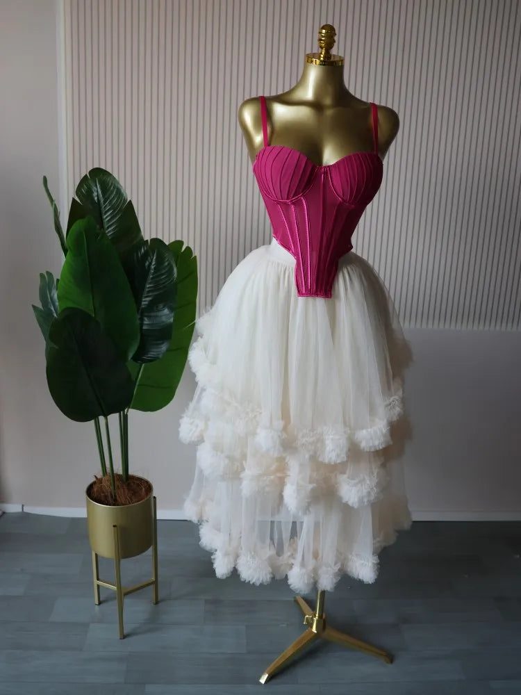 Women's Dress Set Sleeveless Strap Tops and Pleated Tiered Skirts Suit Elegant Vacation Birthday Two 2 Piece Set Outfits