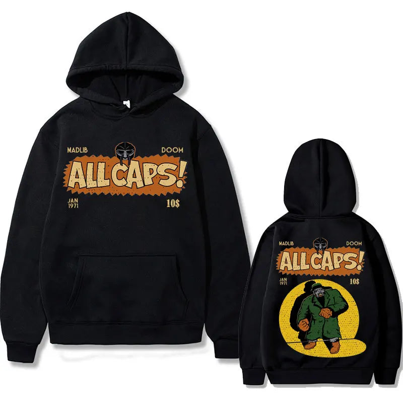 Madlib Doom Print Hoodies Pullover MF Doom Amazing Sweatshirt Men's Fleece Streetwear