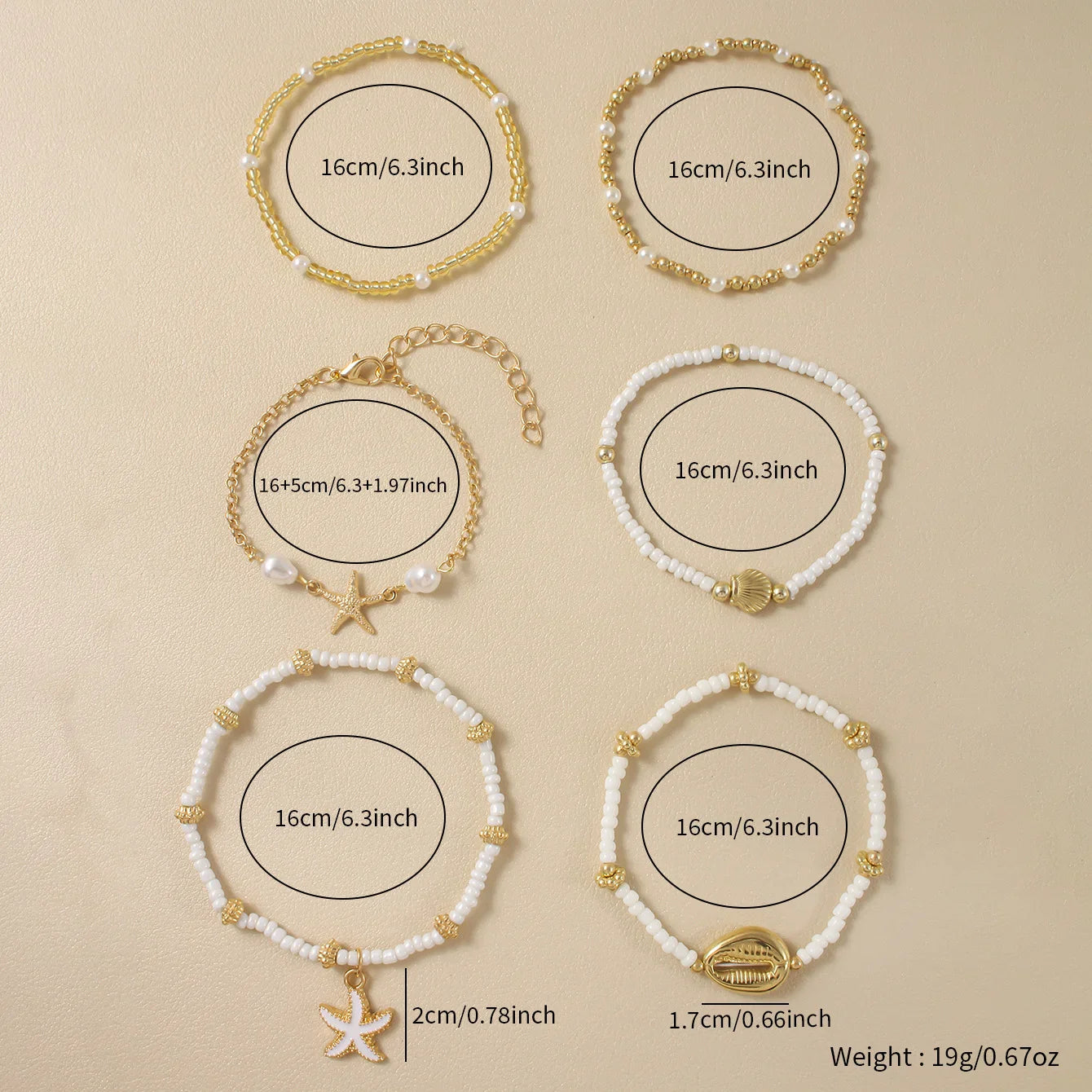 Beach Multilayer Stacked Bead Bracelets Set