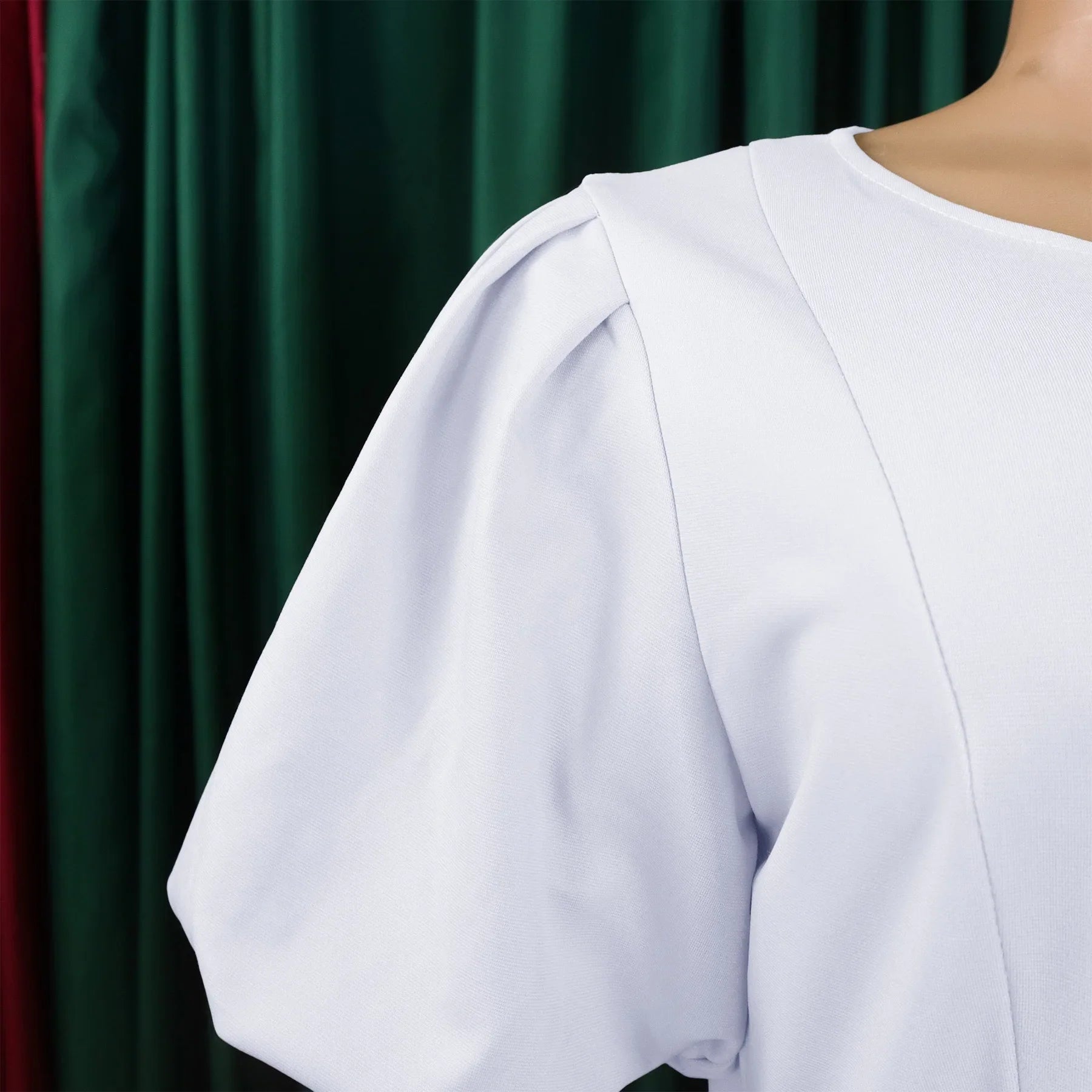 Elegant African Dresses For Women O Neck Short Sleeve Belt Waisted Pleated Mid Calf Fashion Female Birthday Party Dinner Dress