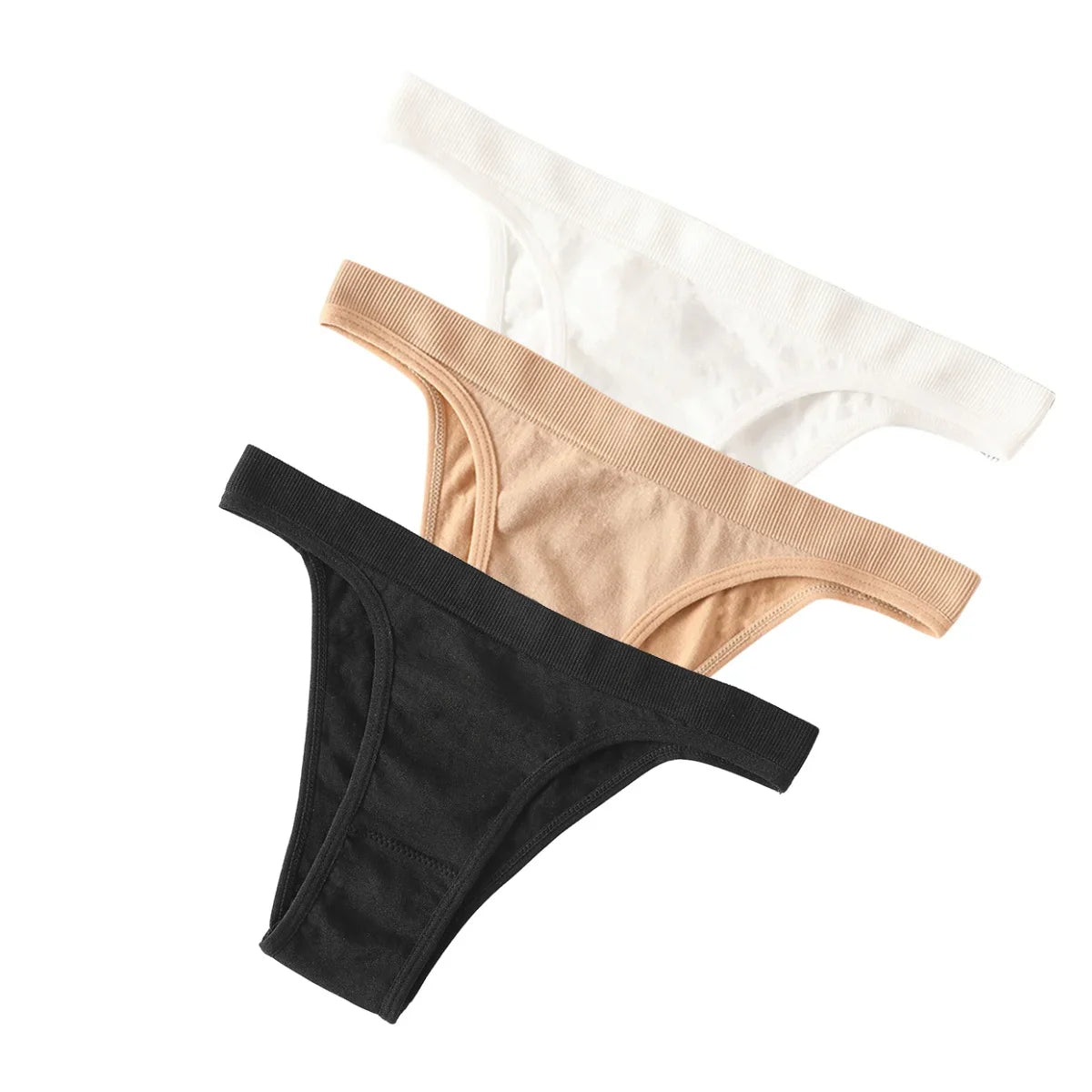 3PCS Set Women's High Rise Brazilian Panties Stretch Seamless Soft Sexy Lingerie