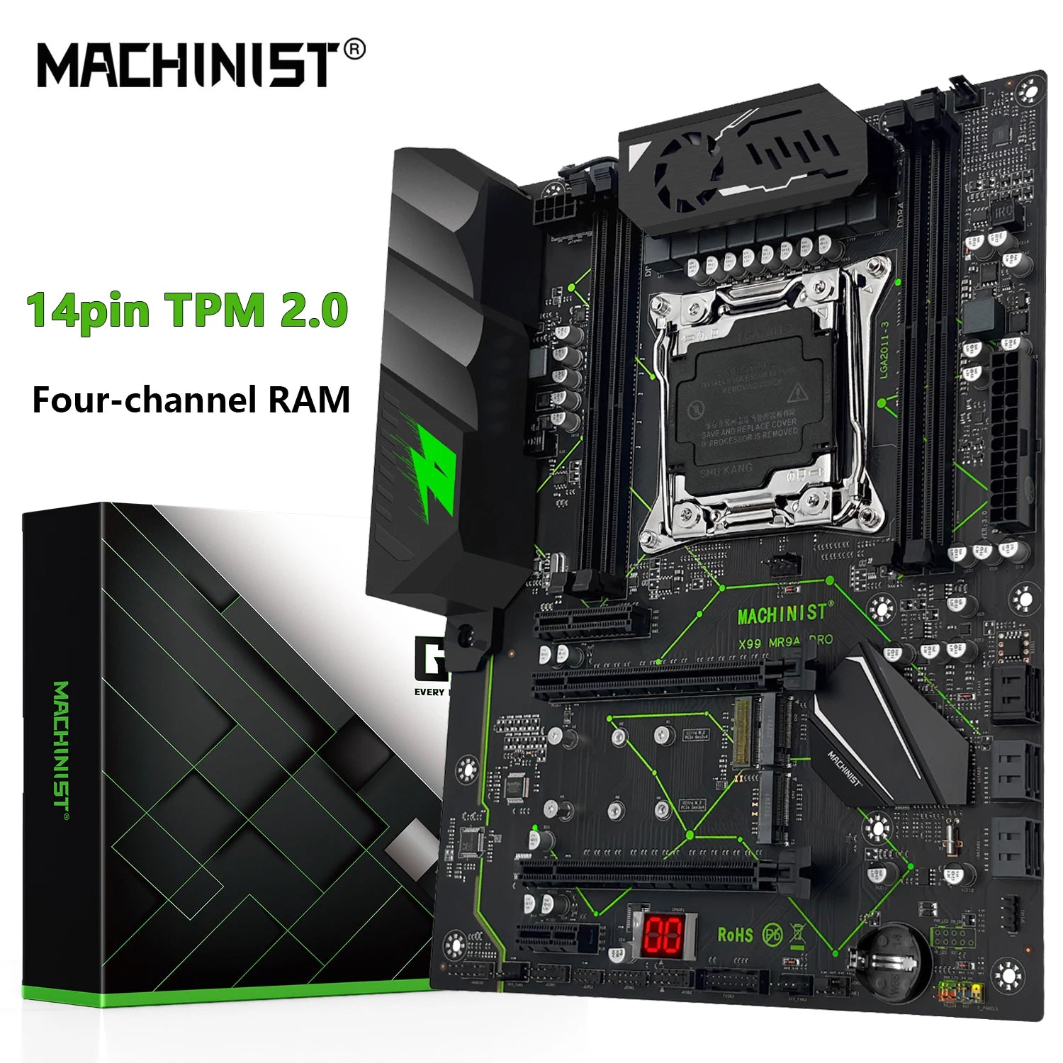 MACHINIST X99 MR9A PRO Motherboard Support TPM2.0 Interface LGA 2011-3 Xeon E5 V3 V4 CPU DDR4 Four channel RAM NVME M.2 *2 ATX