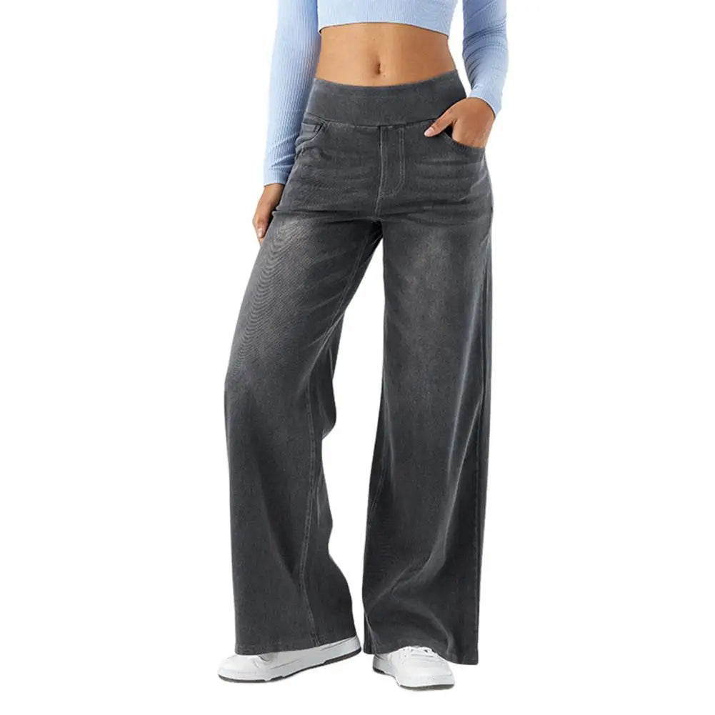 Trend4us Wide-Leg Stretch Denim Pants