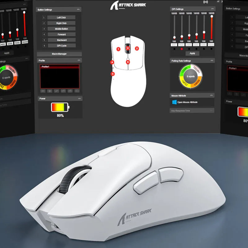 Attack Shark R1 Gaming Mouse Cost-Effective, Lightweight, Ergonomic, Adjustable DPI, Wireless/Wired Dual Modes, Precise