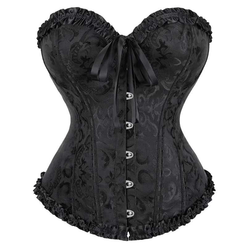 Victorian Gothic Fashion Jacquard Overbust Corset
