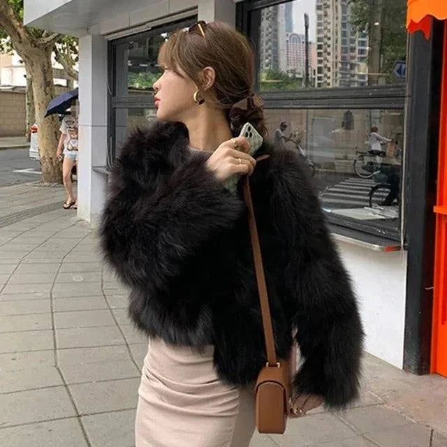 Women’s Faux Fur Coat 2024 – Casual Imitation Fox Fur Jacket for Winter 🍂✨