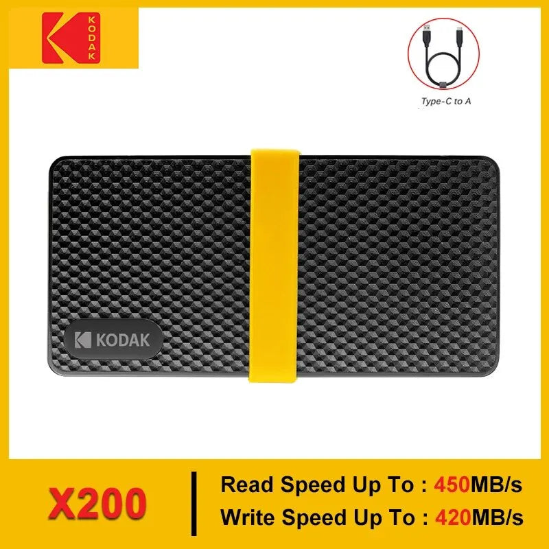 Kodak X200 Portable PSSD 2TB 1TB USB 3.1 Type C External Drive