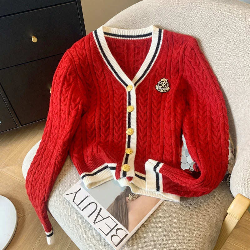 Women's Autumn Winter Cashmere V-Neck Knitwear Pullover