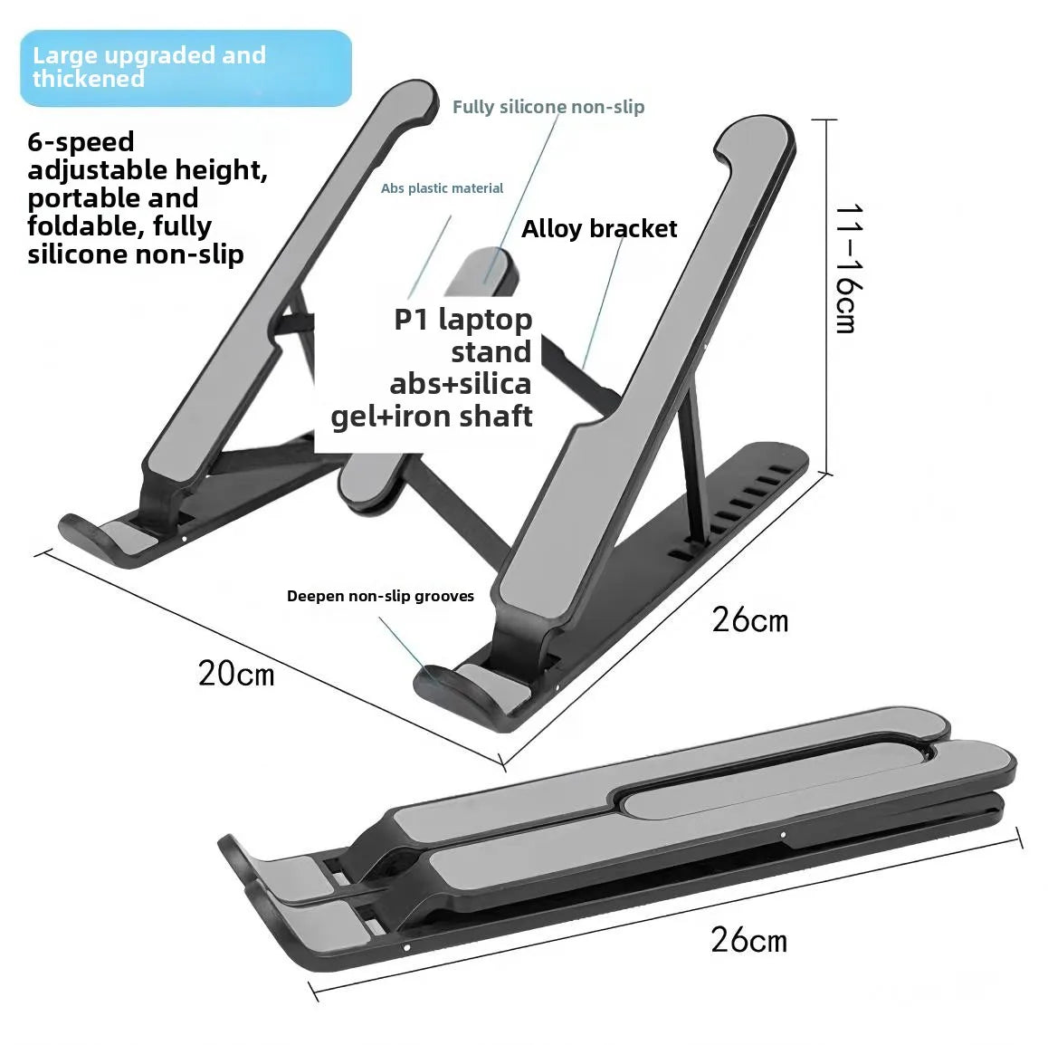 Foldable Laptop Stand Portable Notebook Support Base Holder Adjustable Riser Cooling Bracket Universal for Laptop Tablet