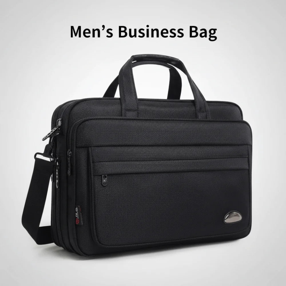 15.6inch Men Business Laptop Bag Shoulder Strap with Handle Portable Laptop Bags Solid Color Waterproof Notebook Shoulder Bag
