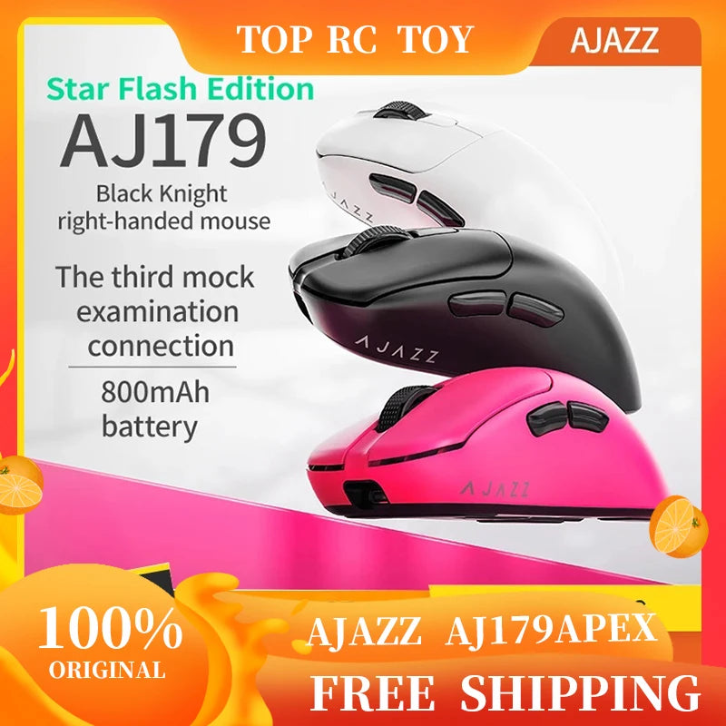 Ajazz Aj179 APEX 8k Wireless Mouse PAW3950 Sensor Three Mode Charging Base Gaming Mouse Lightweight Ergonomics 400mAh Pc Gamer
