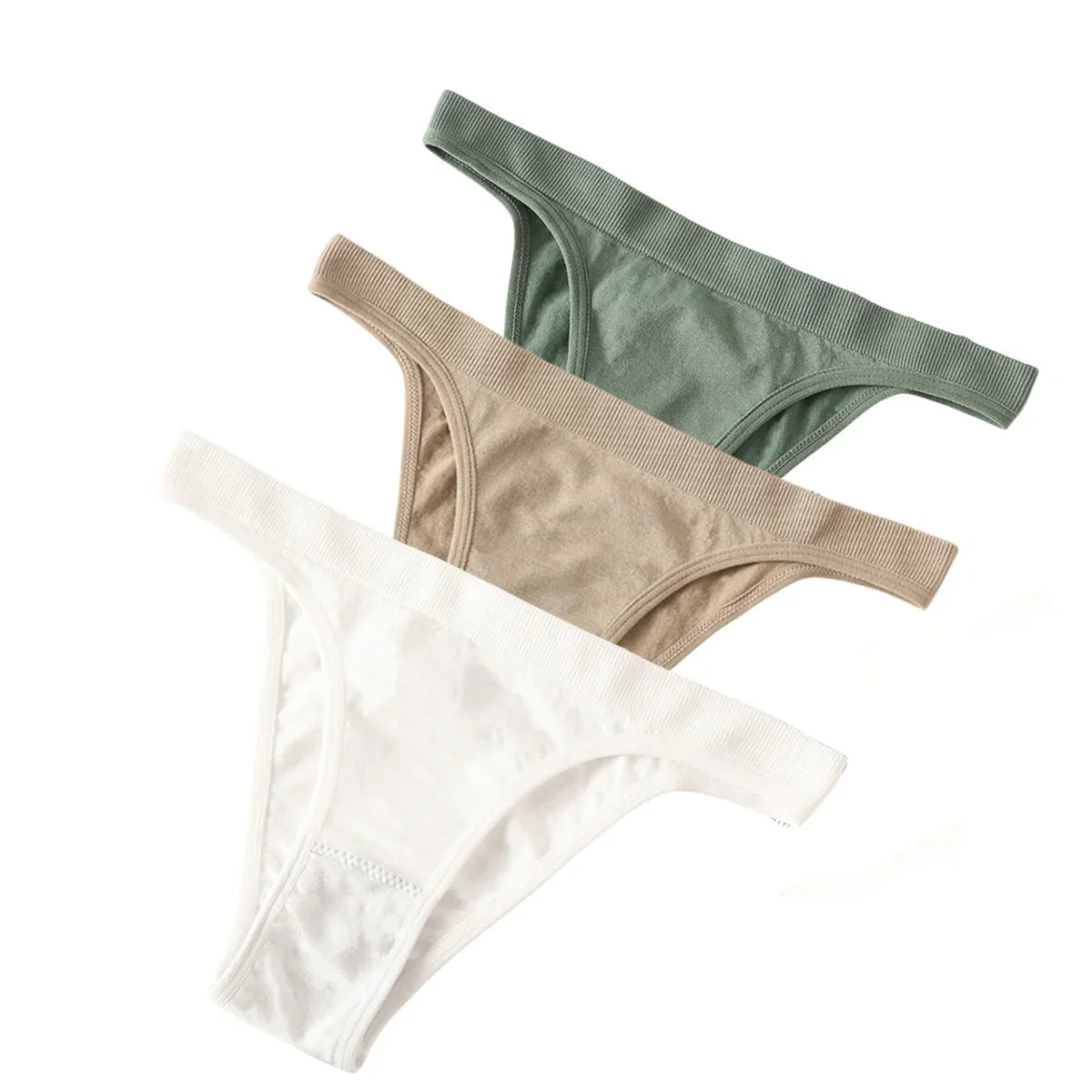 3PCS Set Women's High Rise Brazilian Panties Stretch Seamless Soft Sexy Lingerie