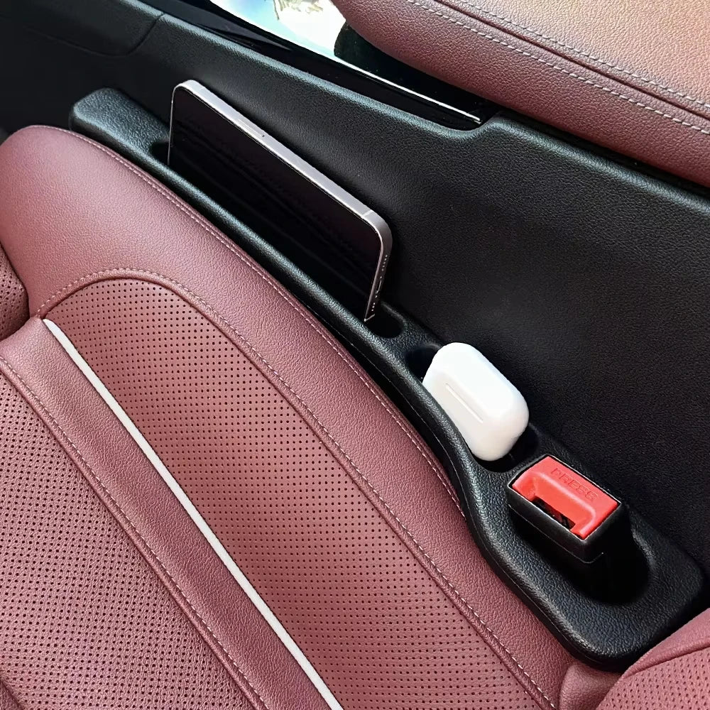 2pc Car Seat Gap Filler Organizer Pu Waterproof Car Seat Gap Plug Strip with 2 Grooves Seat Gap Storage Auto Interior Accessorie