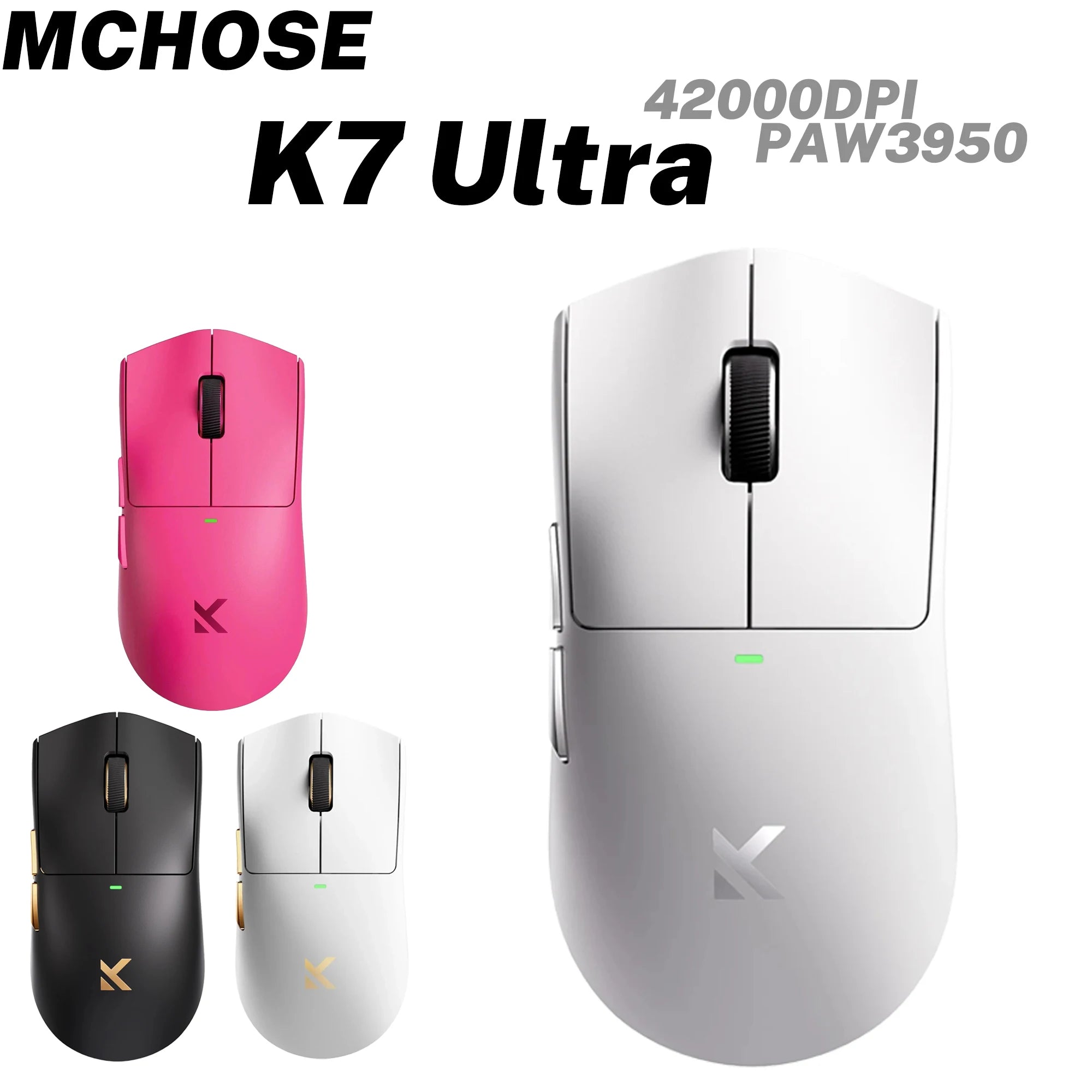MCHOSE K7 Ultra Wireless Gaming Mouse PAW3950 Dual 8K Polling Rate