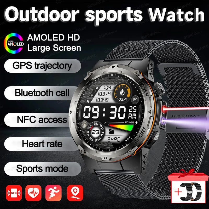 2025 NEW Top Popular Outdoors GPS tracker Sports Smart Watch Men 500mAh NFC HD Call IP68 depth waterproof Smart Watch T-REX3 Men
