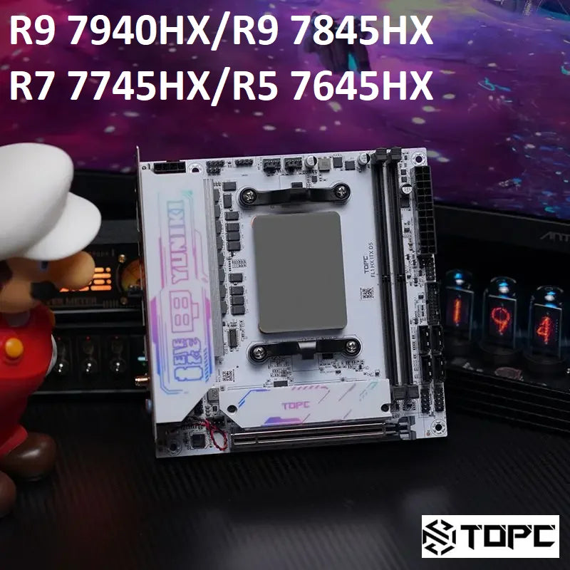 AMD Ryzen 9 8945HX R7 7745HX Topc 4-Bay NAS Gaming Motherboard 2*M.2 NVMe 4*SATA PCIe4.0X16 2.5G LAN Mini ITX Mainboard WiFi6E