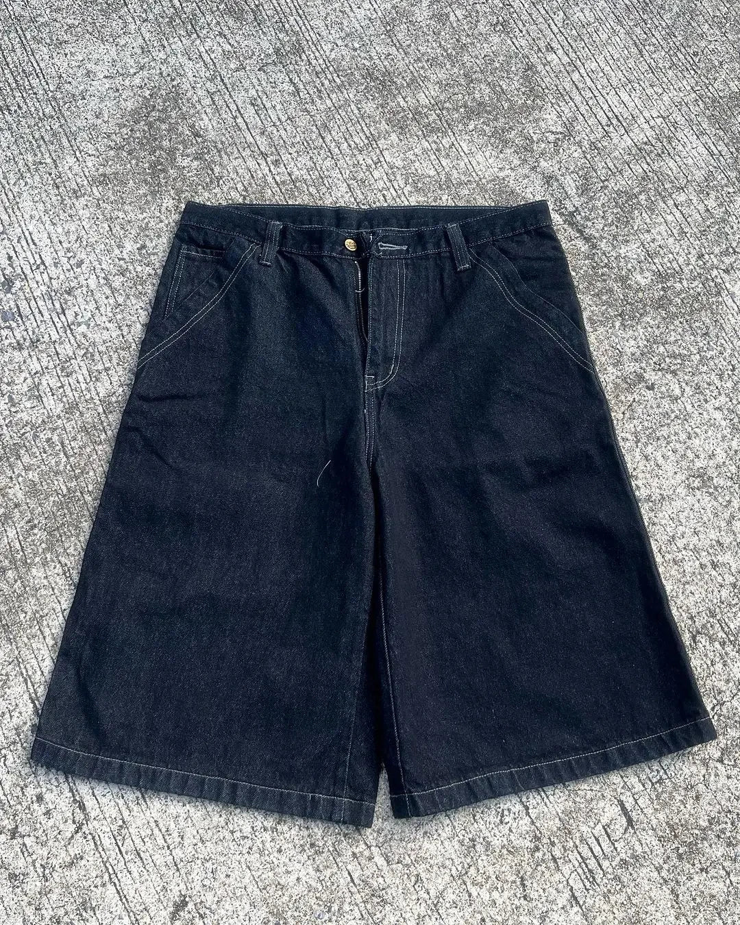 Graphic Printed Gothic Baggy Jean Shorts