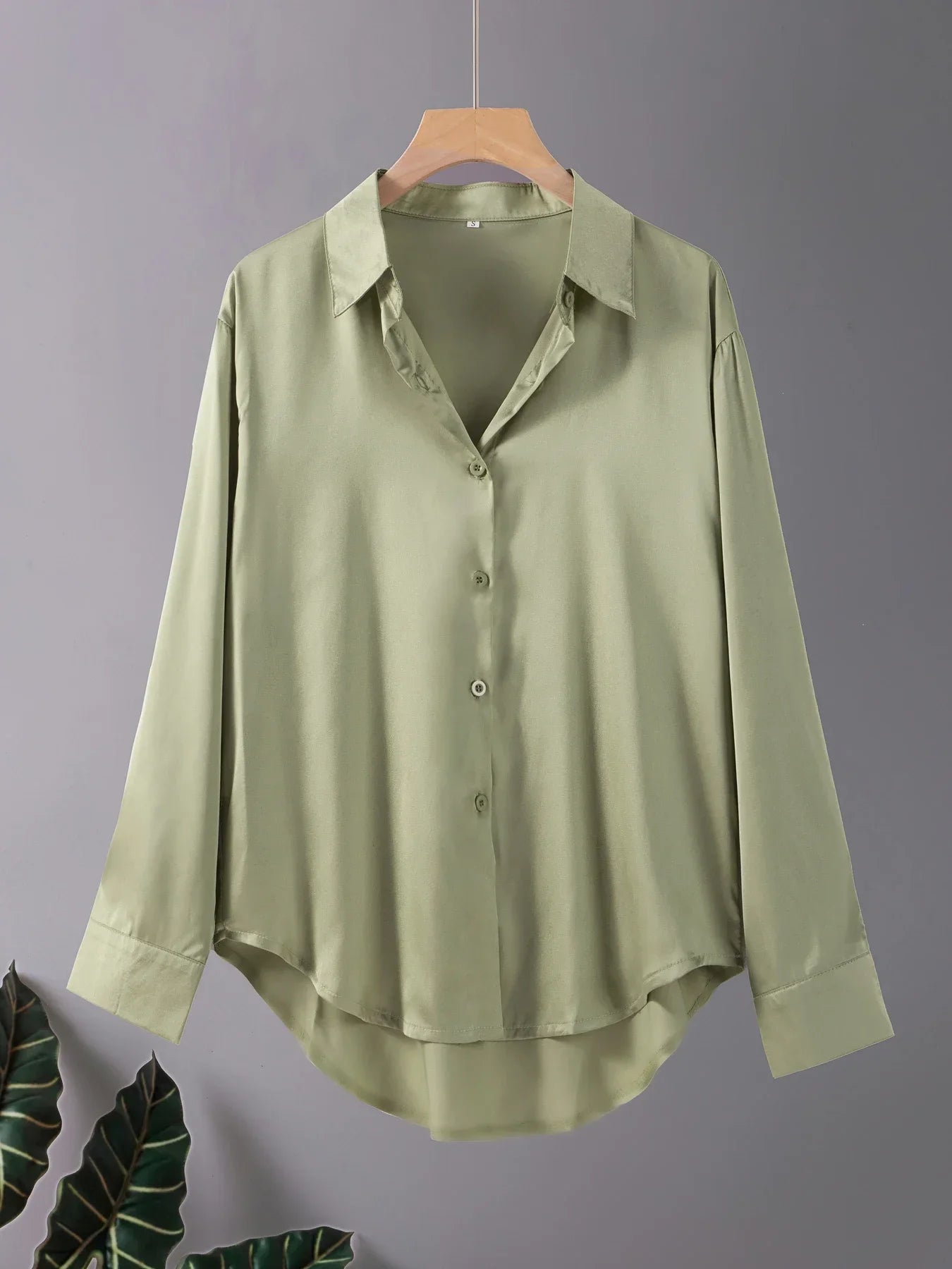 🌟 Chic Silky Long Sleeve Shirt – Work Ready