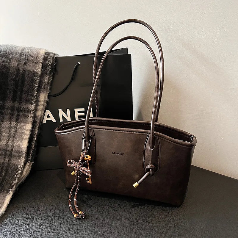 PU Leather Shoulder Bags For Women 2025 Winter Y2K Trend Female Crossbody Bag Lady Handbags And Purses Retro Tote Bag bolso