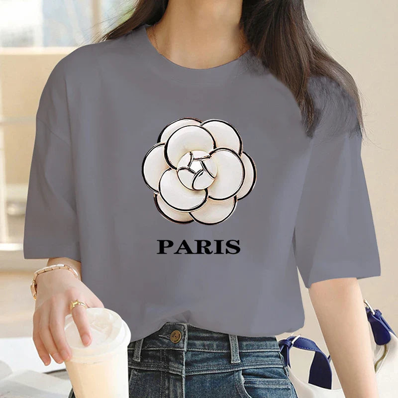 Oversized Luxury Brand NewParis Graphic Tshirt Female Summer Casual T-Shirts For Women's Girls Streetwear Short Sleeve Tee Shirt