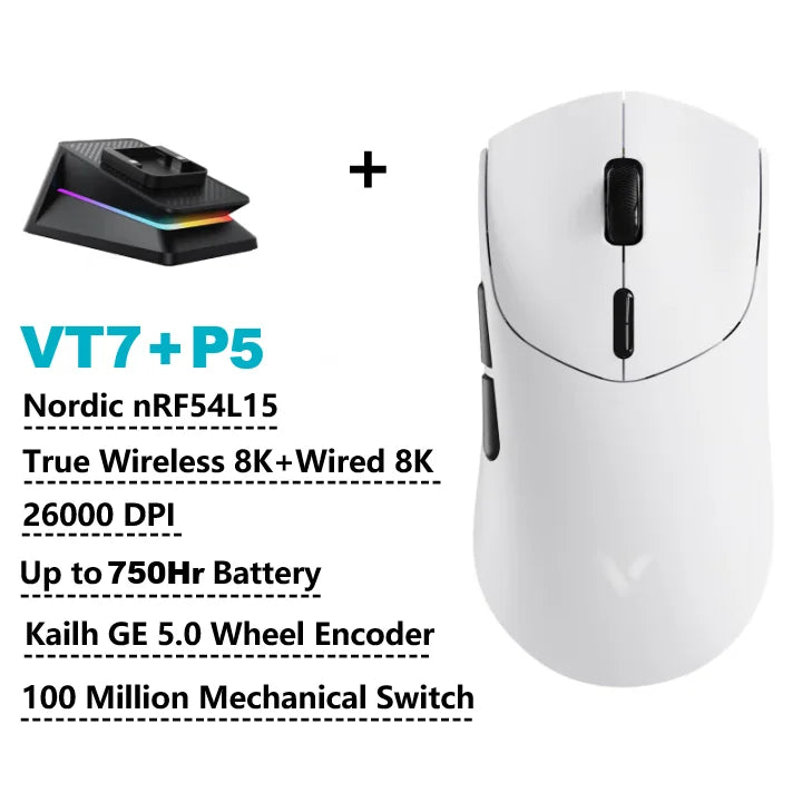 Rapoo VT7 MAX /VT7 Wireless Gaming Mouse True 8K Wireless Polling Rate 53g Lightweight Up to 750Hr Battery Life