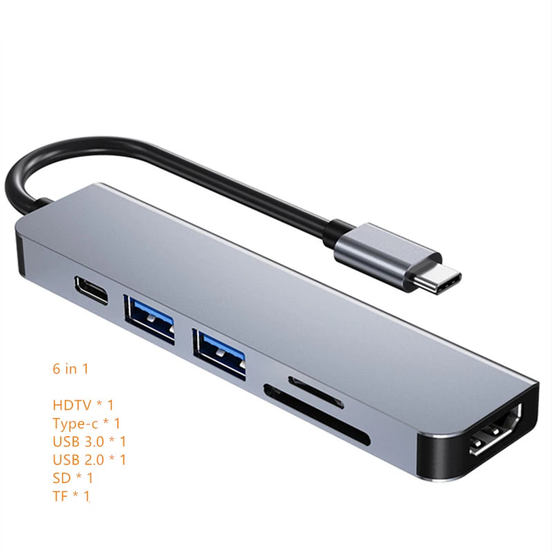 USB C Hub to 4K HDMI-Compatible SD TF Card Reader USB 3.0