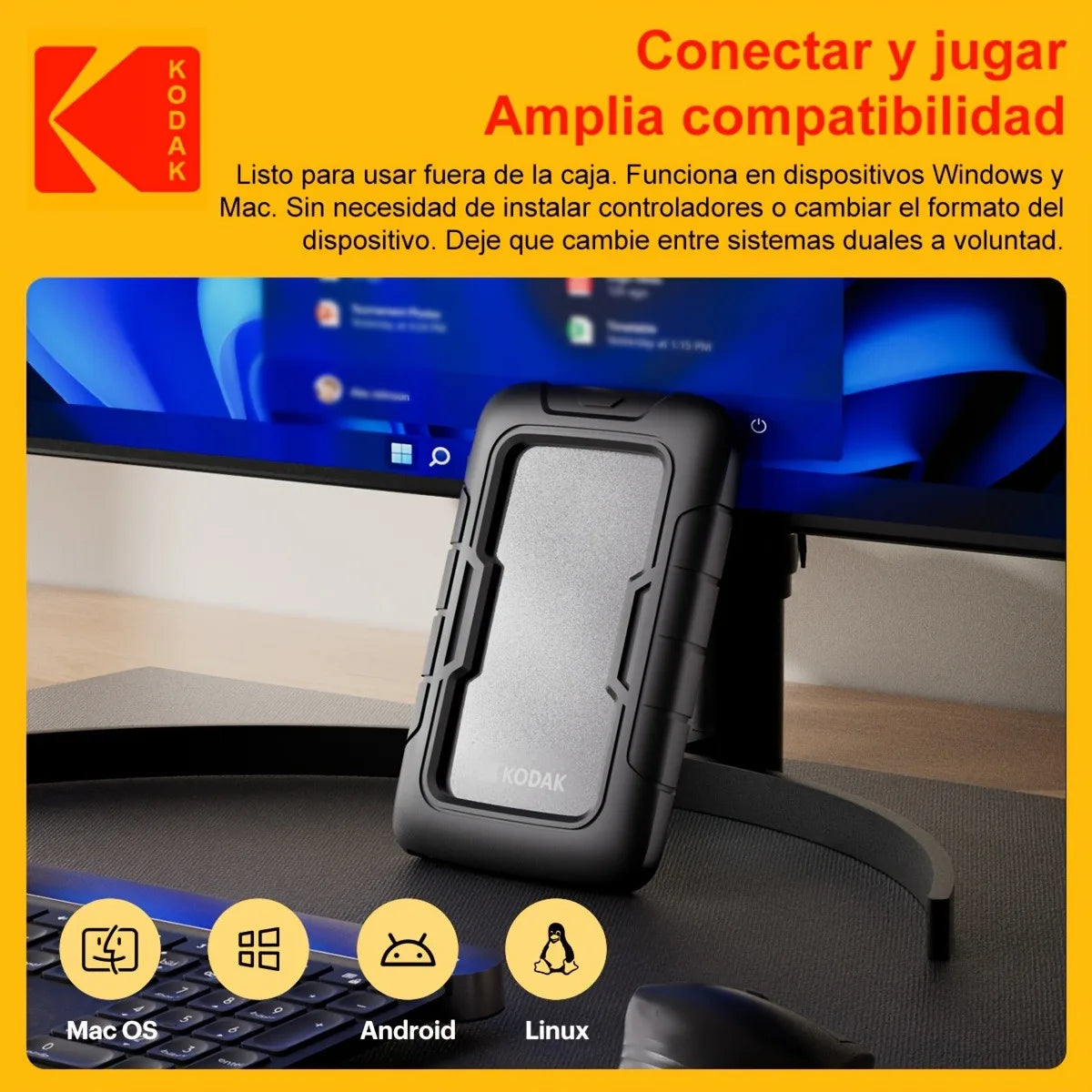 KODAK, P110, Portable HDD mechanical mobile disk, 500GB/1Tb/2Tb, portable gaming hard drive storage, suitable for PC, electronic