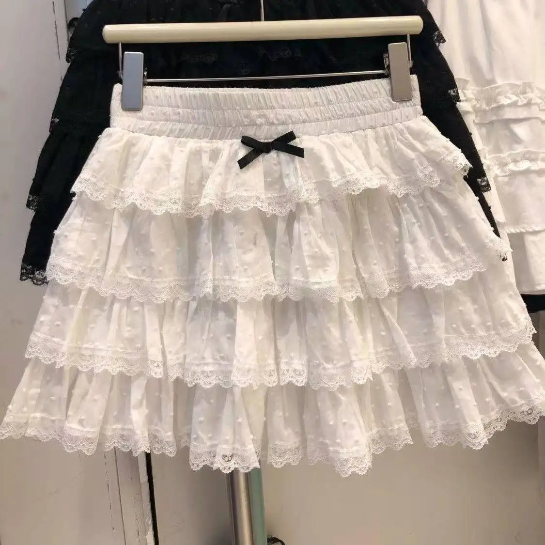 Lace Ruffle Mini Skirt – Kawaii Sweet Lolita Bow Detail