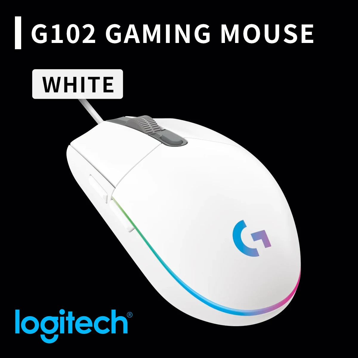 Logitech G102 Wired Gaming Mouse, Durable Braided Cable, Suitable for Both Office and Gaming